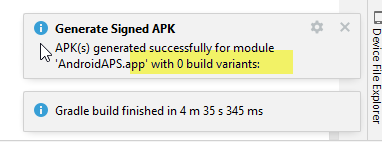 APK generato con 0 varianti di build