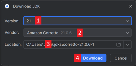 Seleziona JDK 17