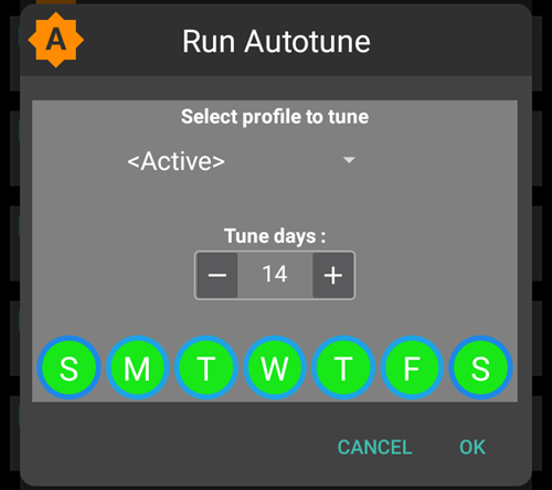 Schermata predefinita di Autotune
