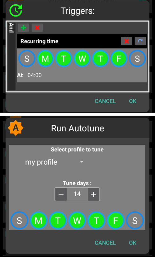 Schermata predefinita di Autotune