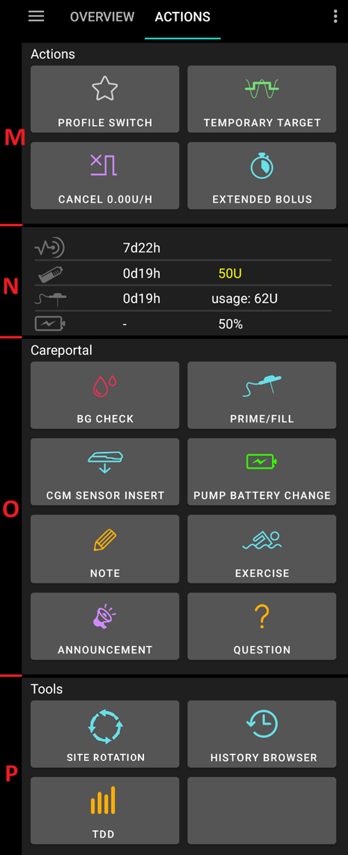 Actions tab