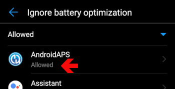 Huawei - ignora l'ottimizzazione della batteria