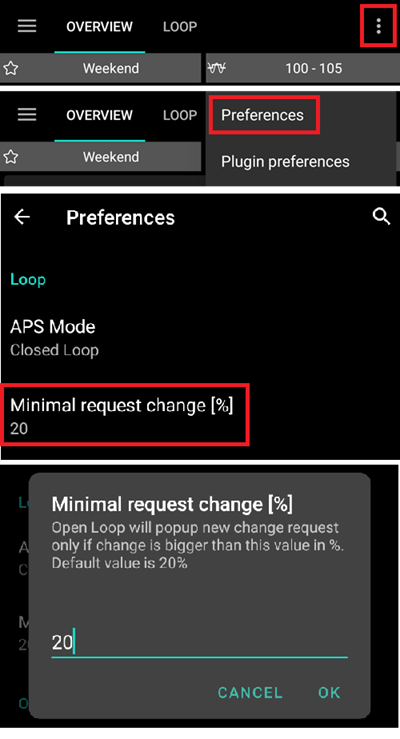 Open Loop minimal request change