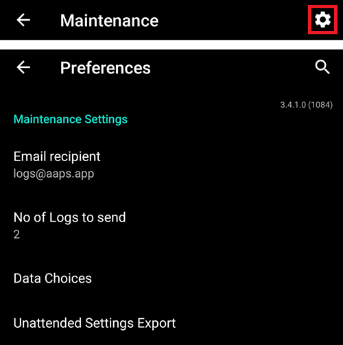 Maintenance settings