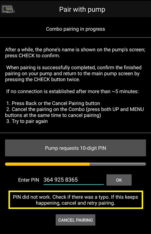 Screenshot of Combo Pairing UI 3